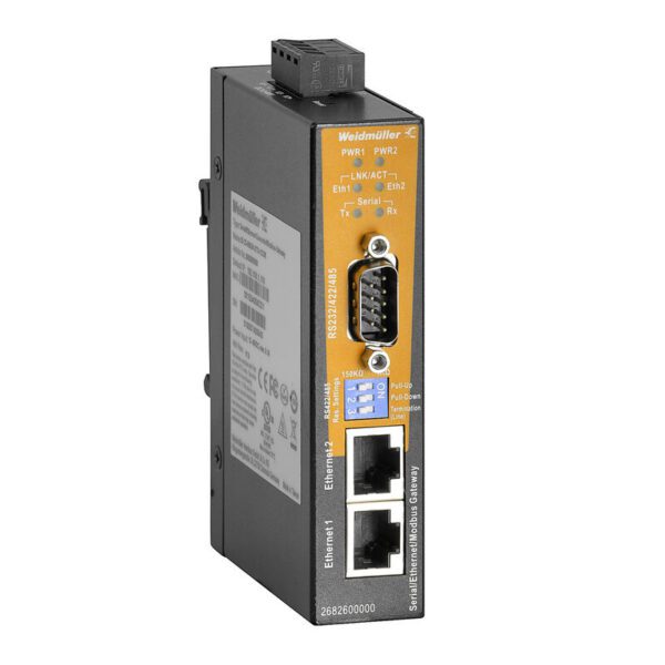 Weidmüller 2682600000 IE-CS-MBGW-2TX-1COM Serial/Ethernet Dönüştürücü ve Modbus TCP/RTU Gateway