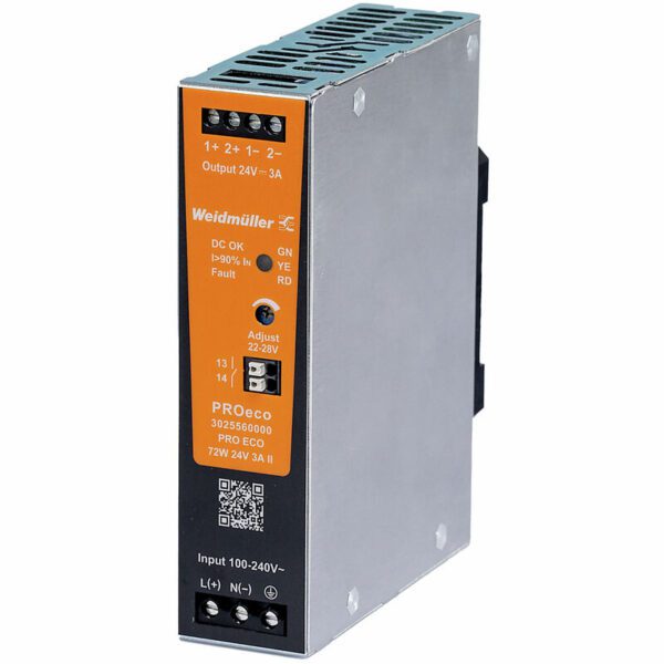 Weidmüller 3025560000 PRO ECO 72W 24V 3A II DIN Ray Güç Kaynağı