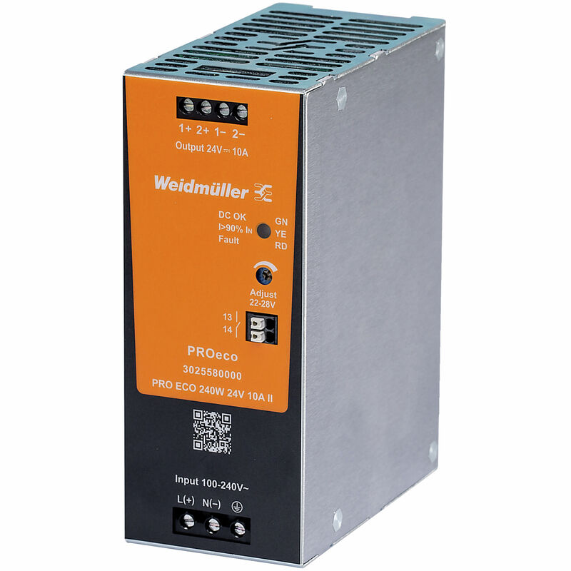 Weidmüller 3025580000 PRO ECO 240W 24V 10A II DIN Ray Güç Kaynağı